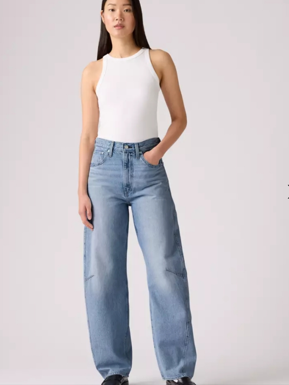 Levi's Cinch Barrel Jeans Med/light-wash High-rise Super Soft 28W 32L Comfy 90s